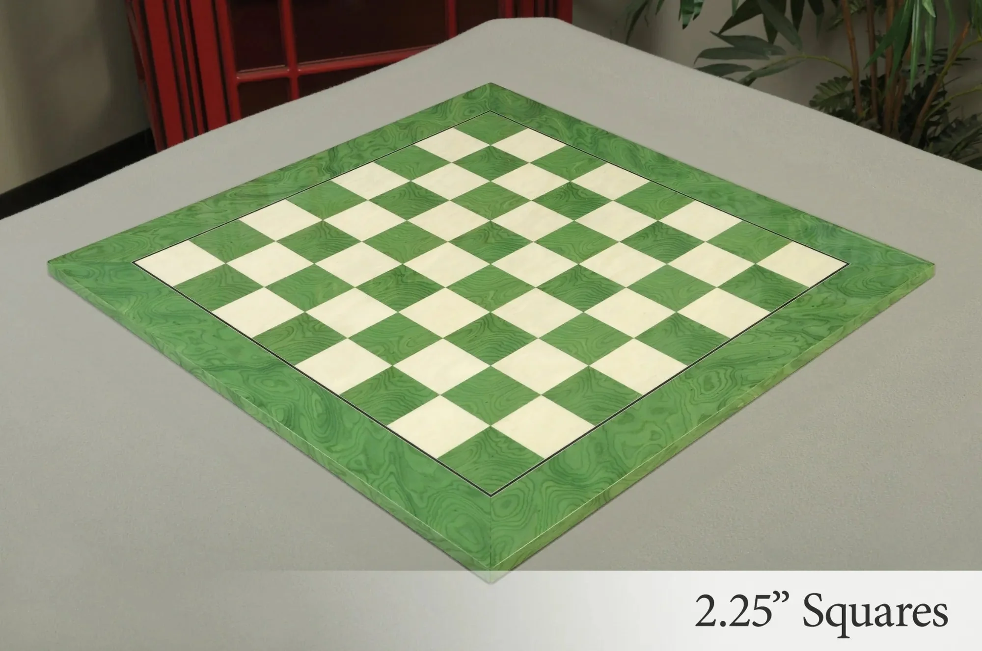Greenwood and Bird's Eye Maple Standard Traditional Chess Board - Gloss Finish - Image 3