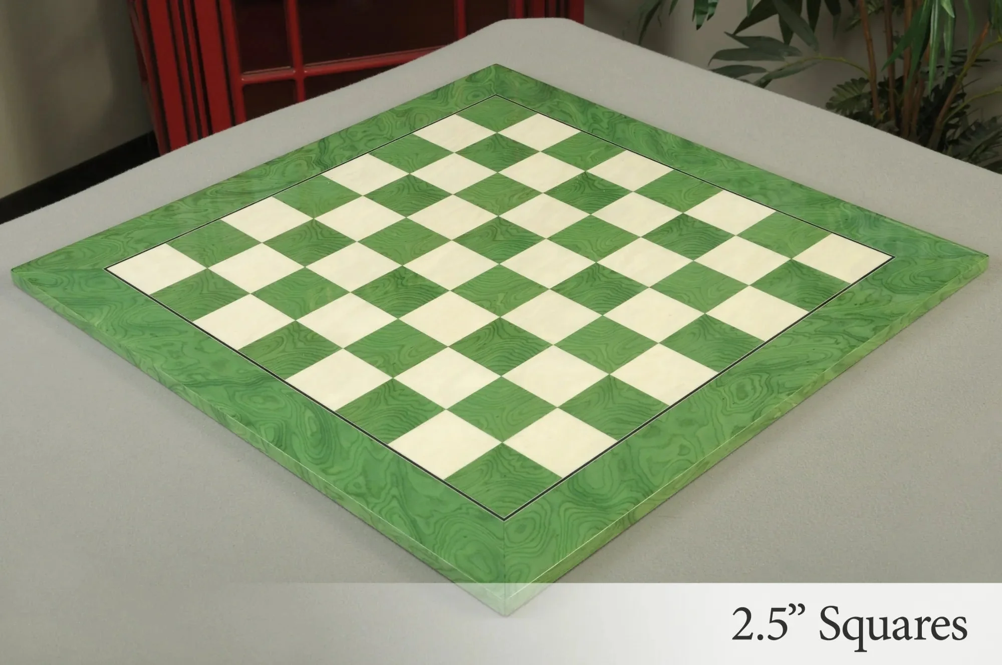 Greenwood and Bird's Eye Maple Standard Traditional Chess Board - Gloss Finish - Image 4