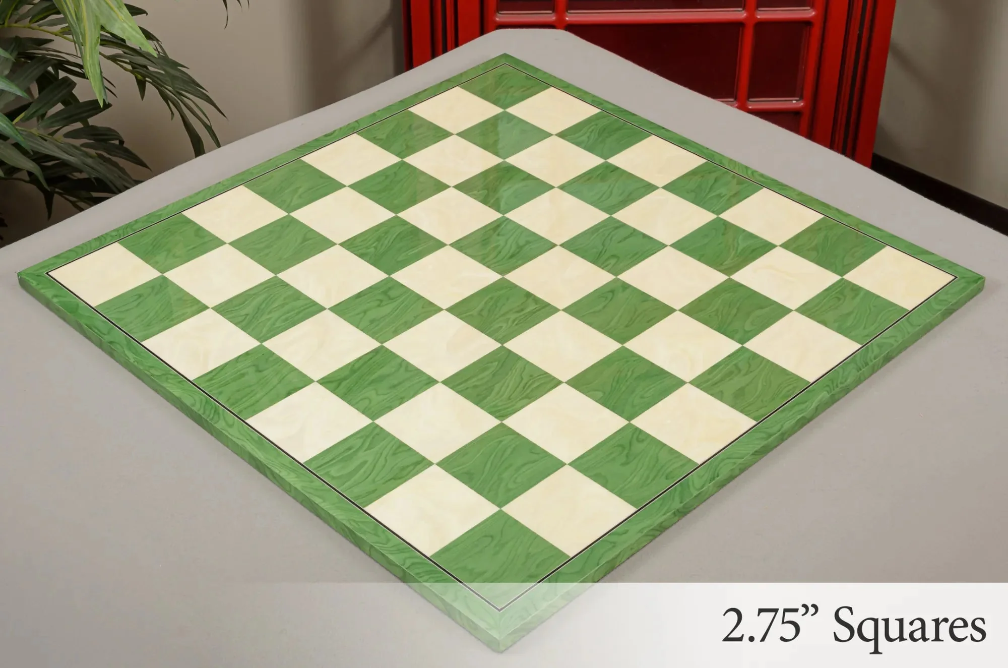 Greenwood and Bird's Eye Maple Standard Traditional Chess Board - Gloss Finish - Image 5