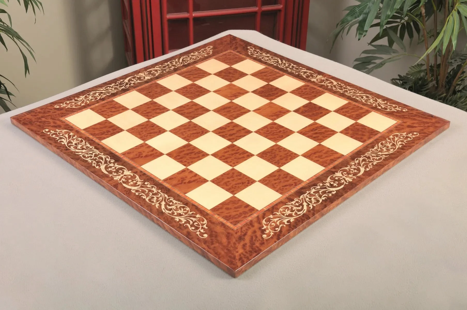 INLAID - Vavona Burl & Maple Superior Traditional Chess Board - Gloss Finish