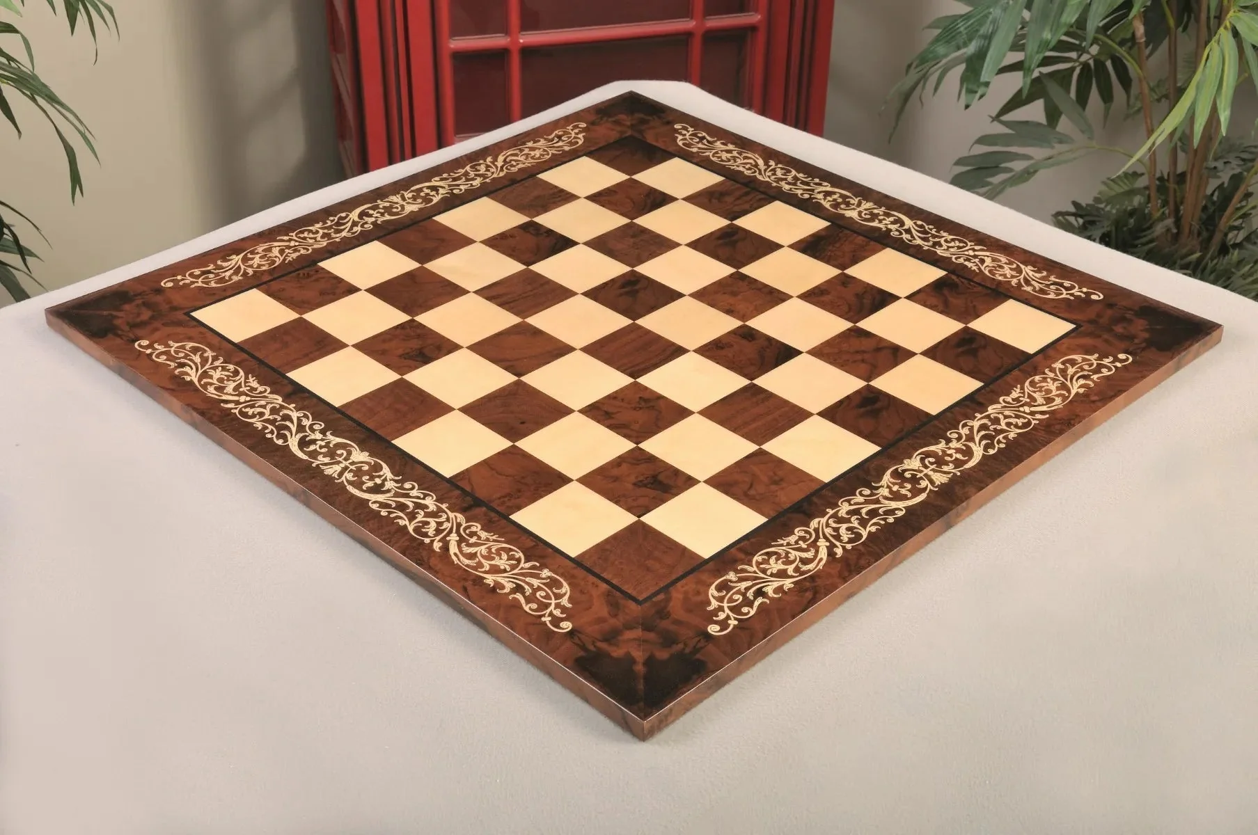 INLAID - Walnut Burl & Maple Superior Traditional Chess Board - 2.5" - Gloss Finish
