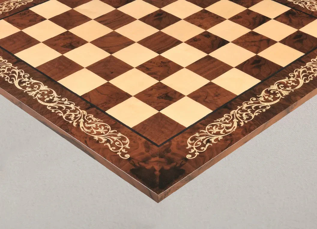INLAID - Walnut Burl & Maple Superior Traditional Chess Board - Gloss Finish - Image 2