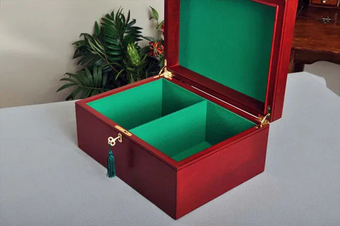 Large Red Burl Premium Chess Box - Image 2