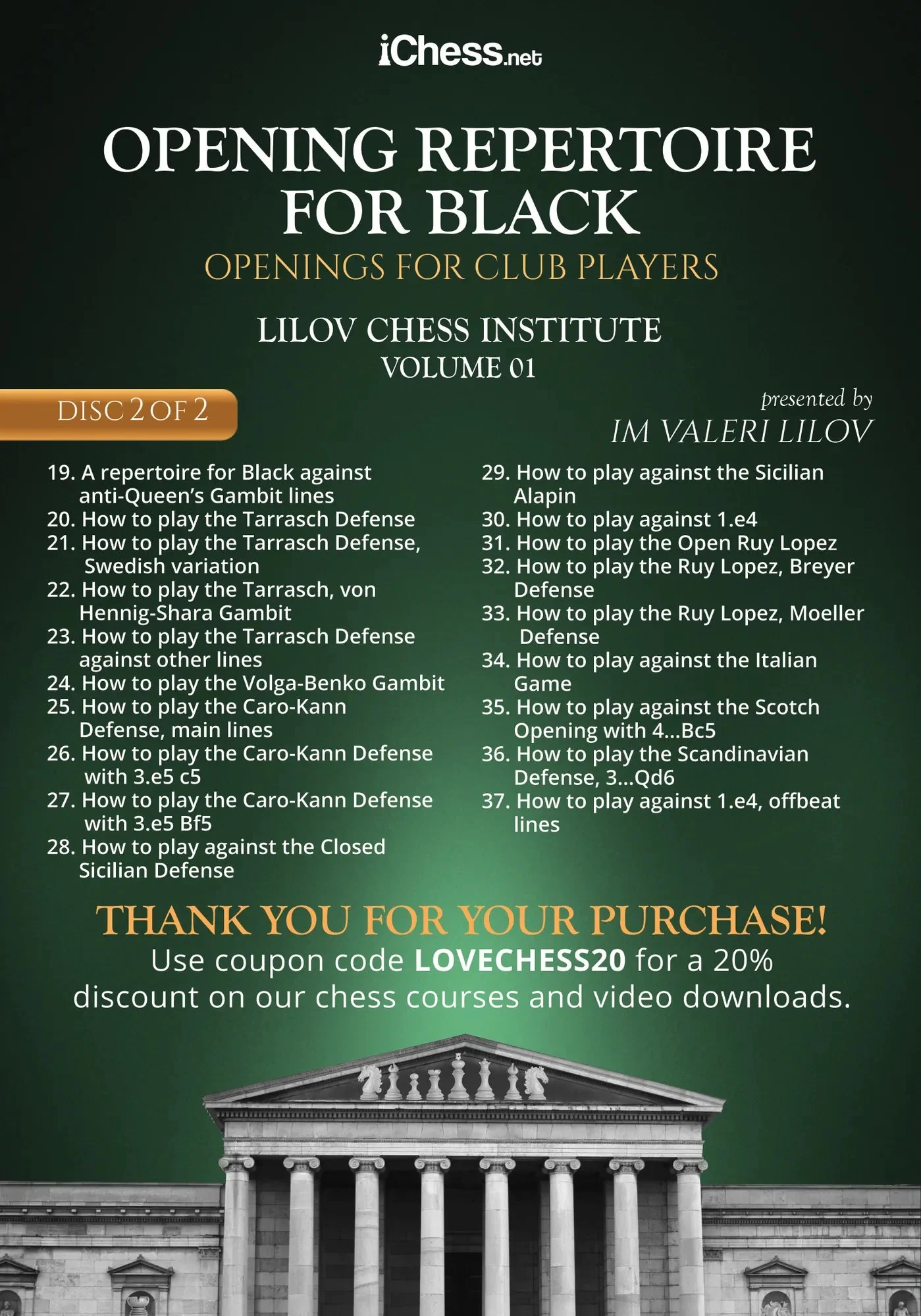 CLEARANCE - Lilov Chess Institute - #1 - Openings for Club Players - 4 DVDs - IM Valeri Lilov - Over 18 Hours of Content! - Image 2