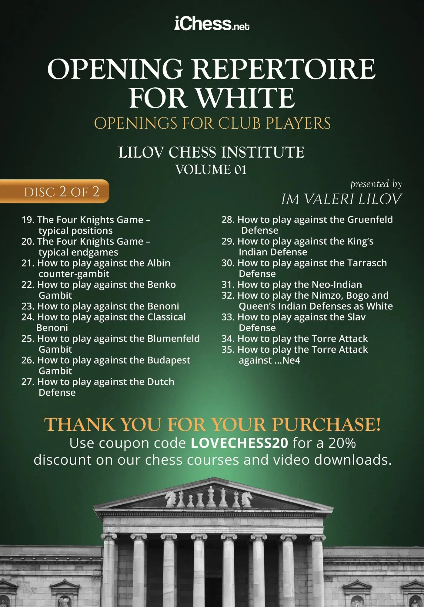 CLEARANCE - Lilov Chess Institute - #1 - Openings for Club Players - 4 DVDs - IM Valeri Lilov - Over 18 Hours of Content! - Image 3