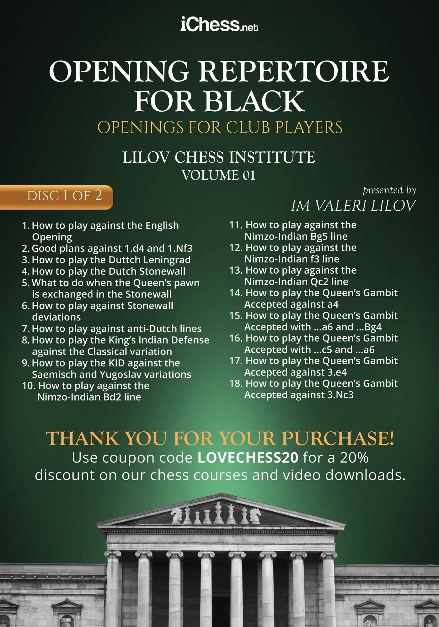 CLEARANCE - Lilov Chess Institute - #1 - Openings for Club Players - 4 DVDs - IM Valeri Lilov - Over 18 Hours of Content! - Image 4