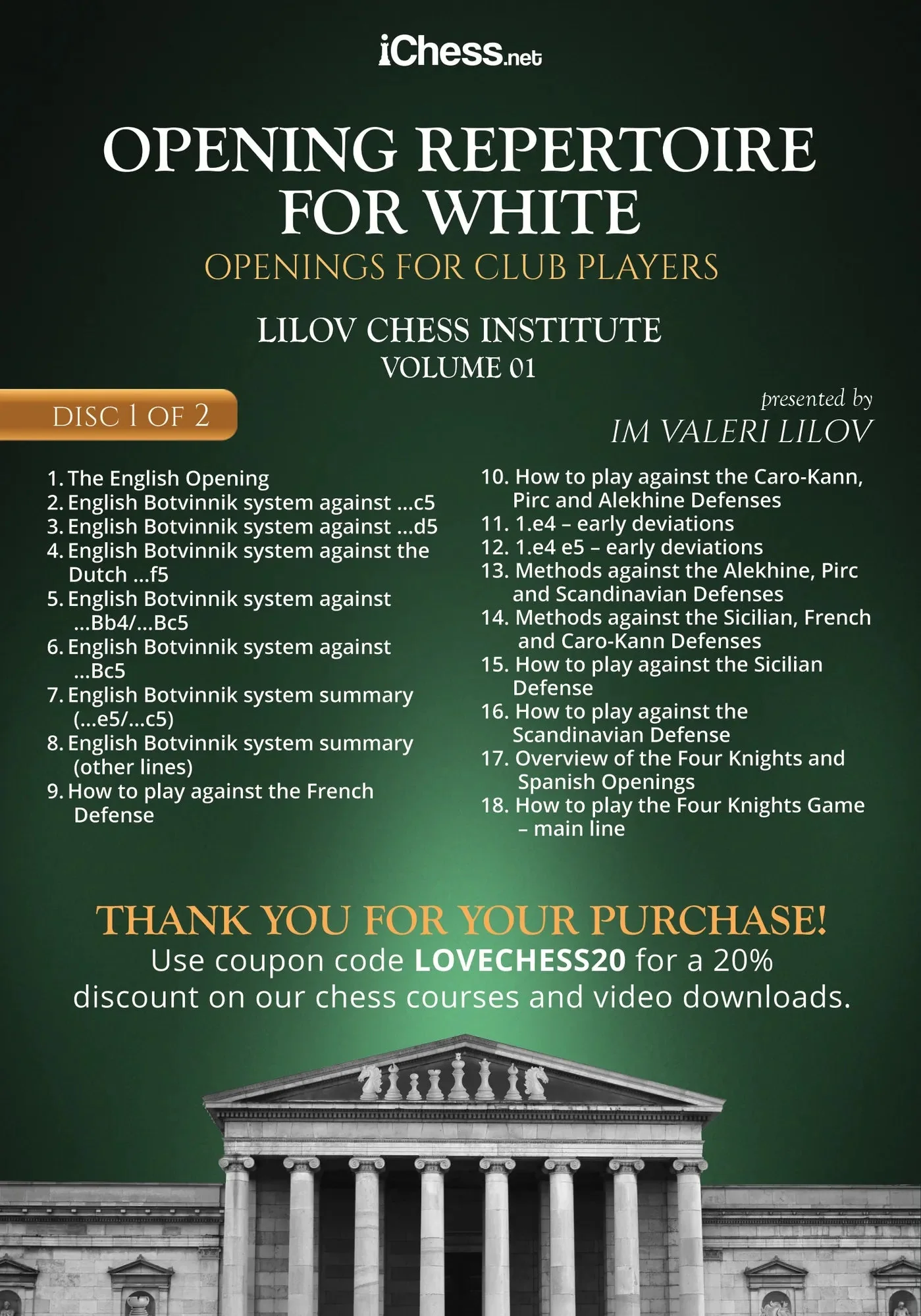 CLEARANCE - Lilov Chess Institute - #1 - Openings for Club Players - 4 DVDs - IM Valeri Lilov - Over 18 Hours of Content! - Image 5