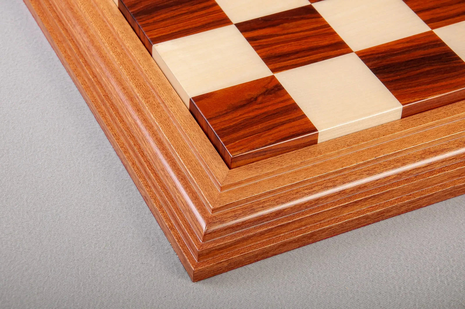 Luxe Contemporary Wood Chess Board - Bolivian Rosewood / Maple  - 2.375" Squares - Image 6