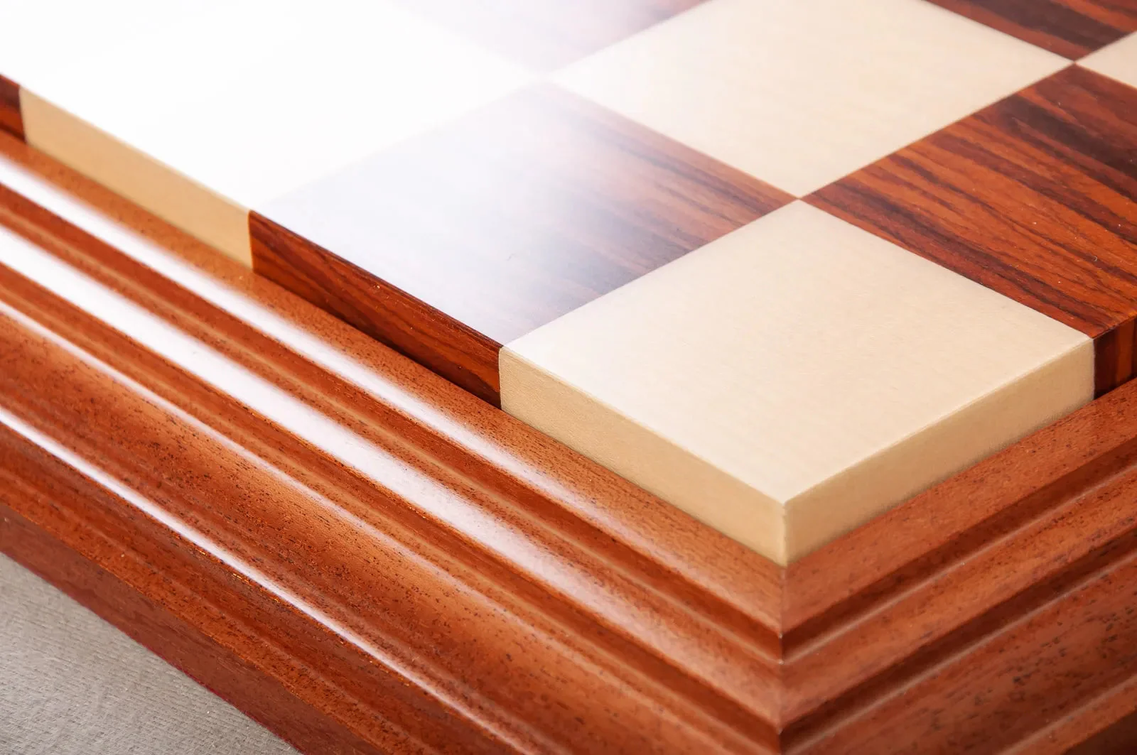 Luxe Contemporary Wood Chess Board - Bolivian Rosewood / Maple  - 2.5" Squares - Image 3