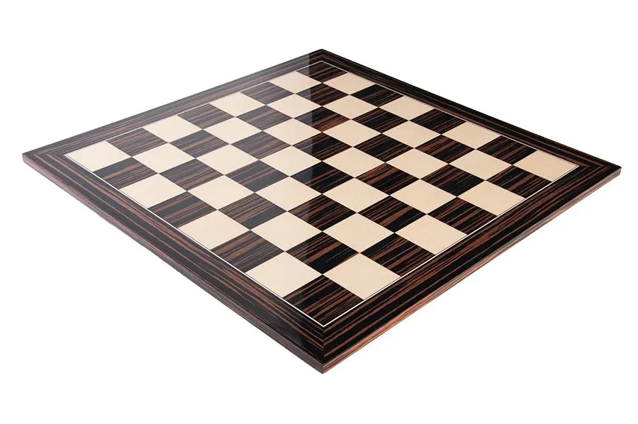 Macassar Ebony & Maple Standard Traditional Chess Board - Gloss Finish - Image 3