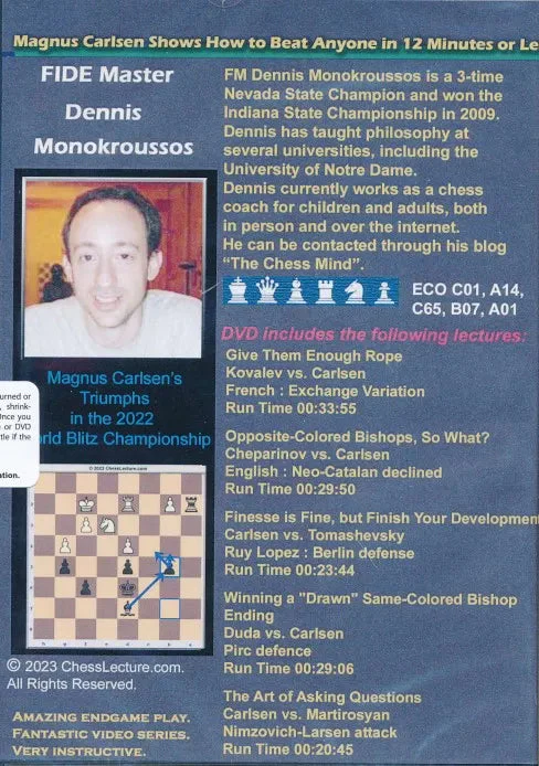 Magnus Carlsen Shows How to Beat Anyone in 12 Minutes or Less - with FM Dennis Monokroussos - Vol 1 & 2 - Image 2