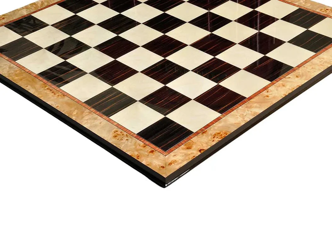 Maple Burl & Ebony Superior Traditional Chess Board - 2.5" - Image 2