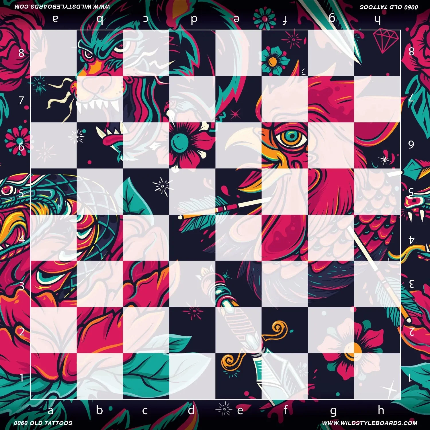Old Tattoos - Full Color Vinyl Chess Board