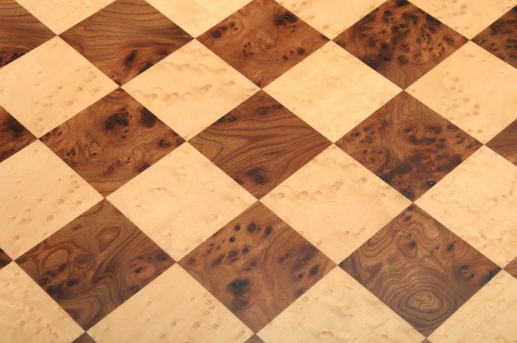 Olmo Burl, Genuine Ebony & Bird's Eye Maple Custom Contemporary II Chess Board - Image 3