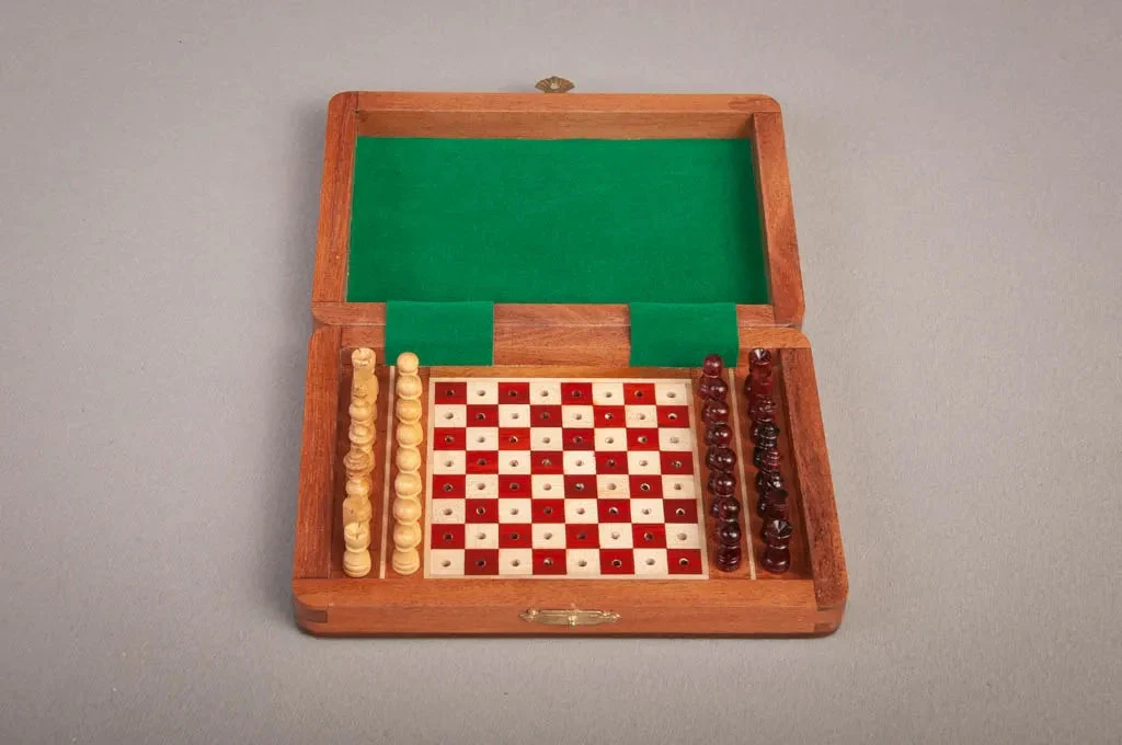 PEG WOODEN Travel Chess Set - 7" x 5" - Image 3