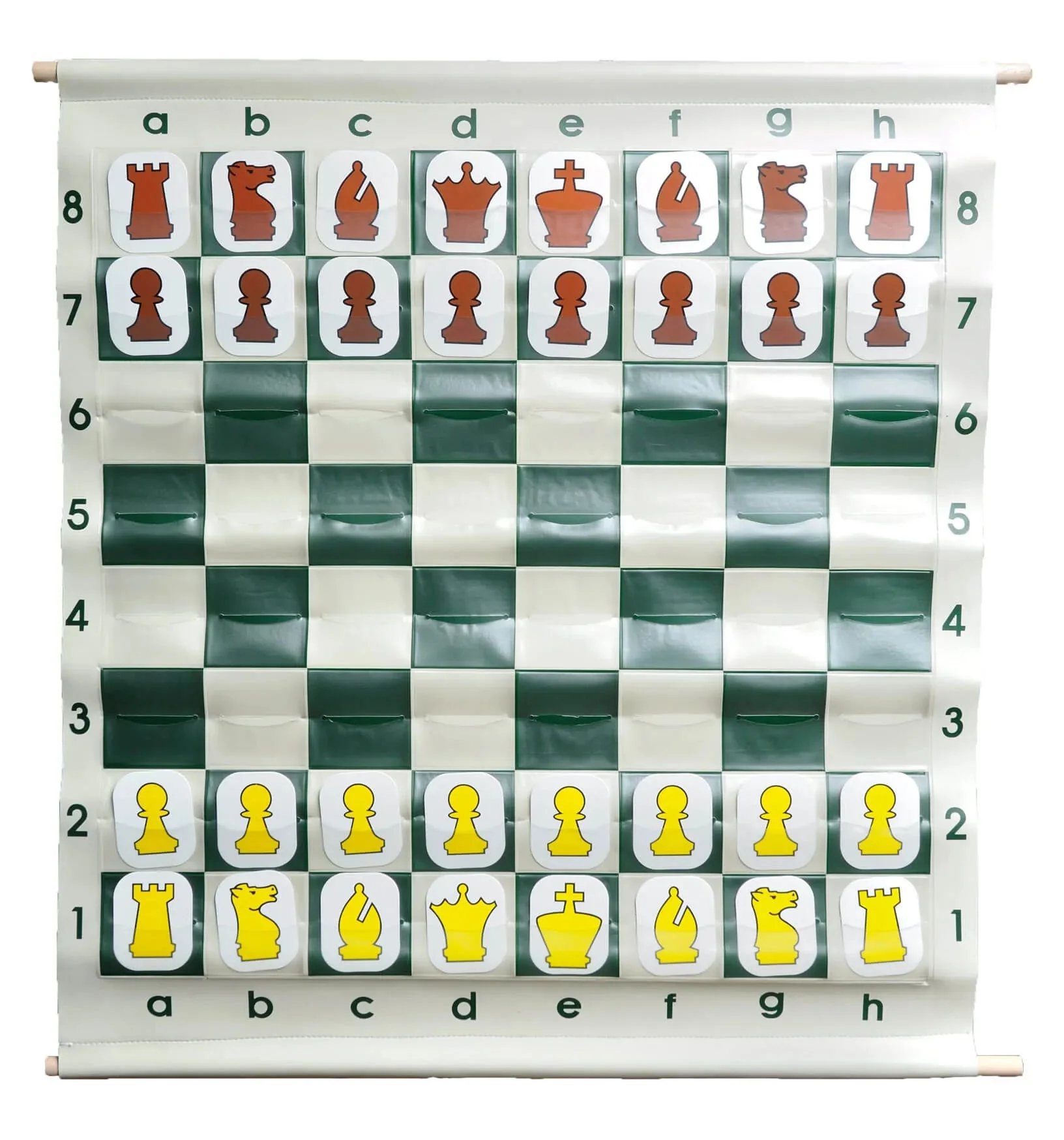 Green - Pouch-Style Chess Demonstration Set with Deluxe Carrying Bag - White Plastic Pieces