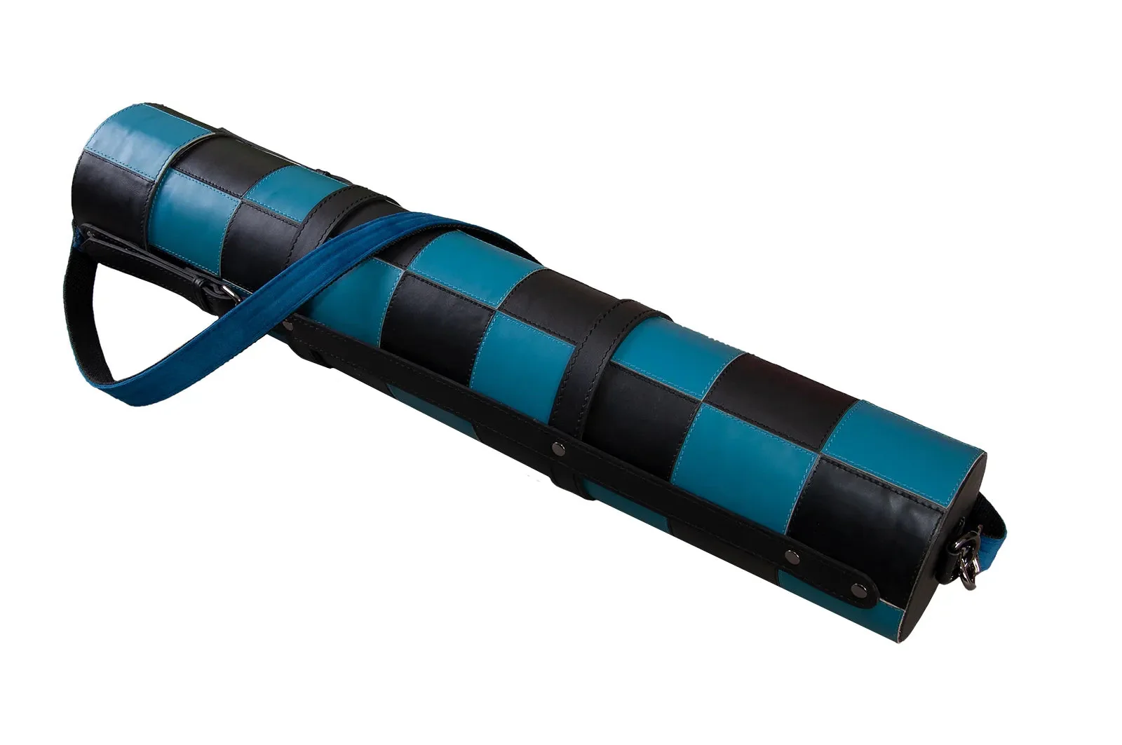 Premium Leather Chess Board and Storage Quiver - 2.25" Squares - Blue - Image 5