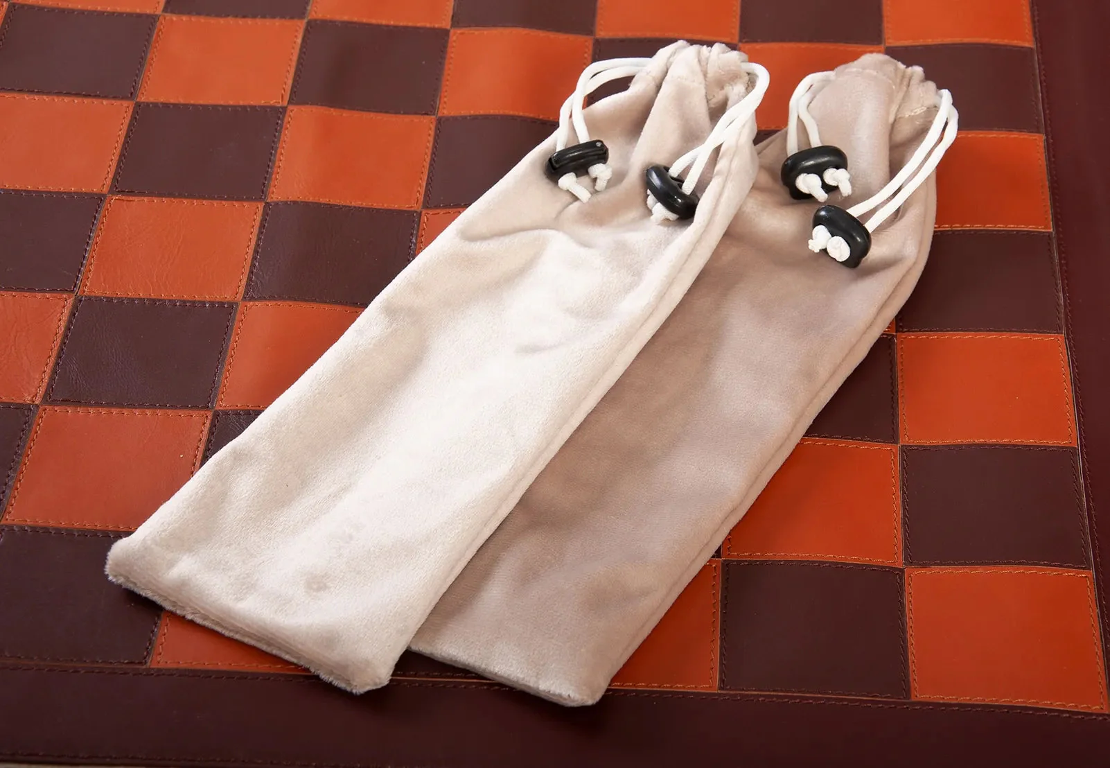 Premium Leather Chess Board and Storage Quiver - 2.25" Squares - Brown - Image 4