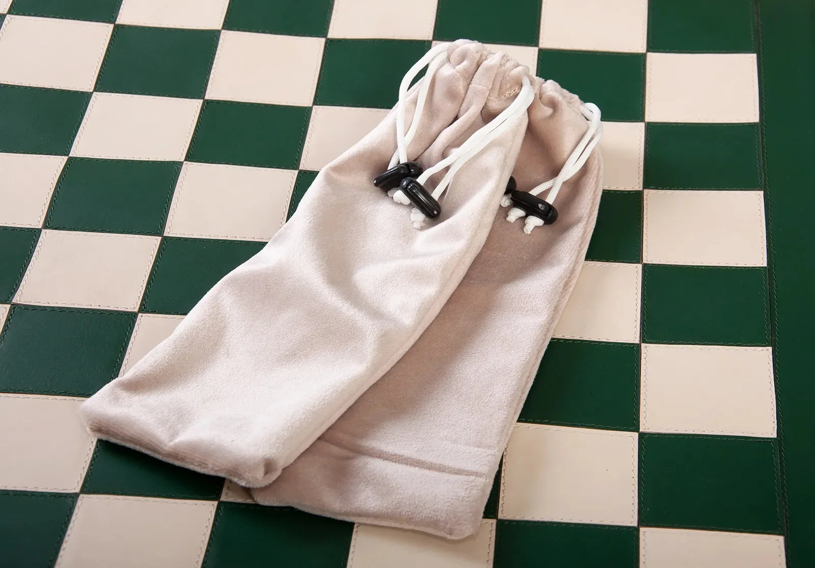 Premium Leather Chess Board and Storage Quiver - 2.25" Squares - Green - Image 3