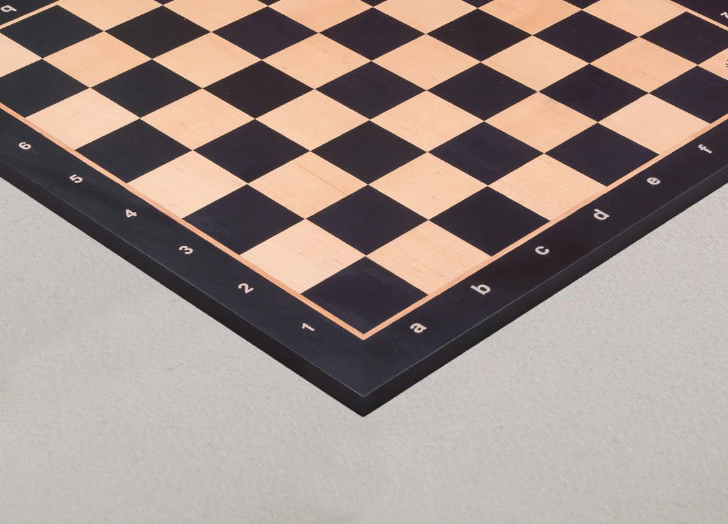 PROTOTYPE - Black Satin and Maple Wooden Tournament Chess Board - 2.25" Squares