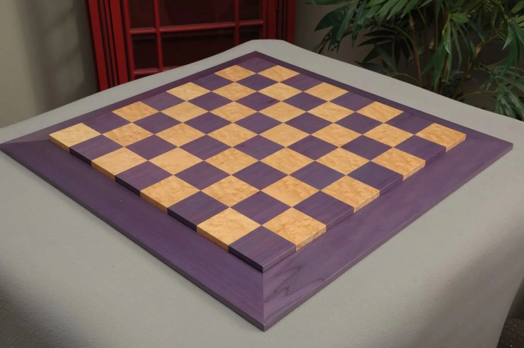 Purpleheart & Bird's Eye Maple Custom Contemporary II Chess Board - Image 2