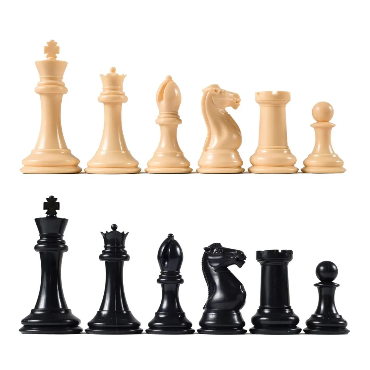 Quadruple Weighted Tournament Chess Pieces with Basic Vinyl Chess Board - Natural and Green - Image 2