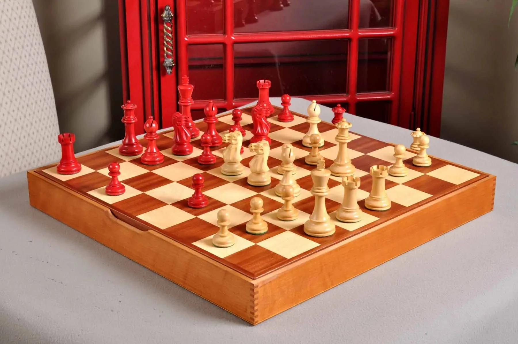 Red Gilded and Natural Boxwood