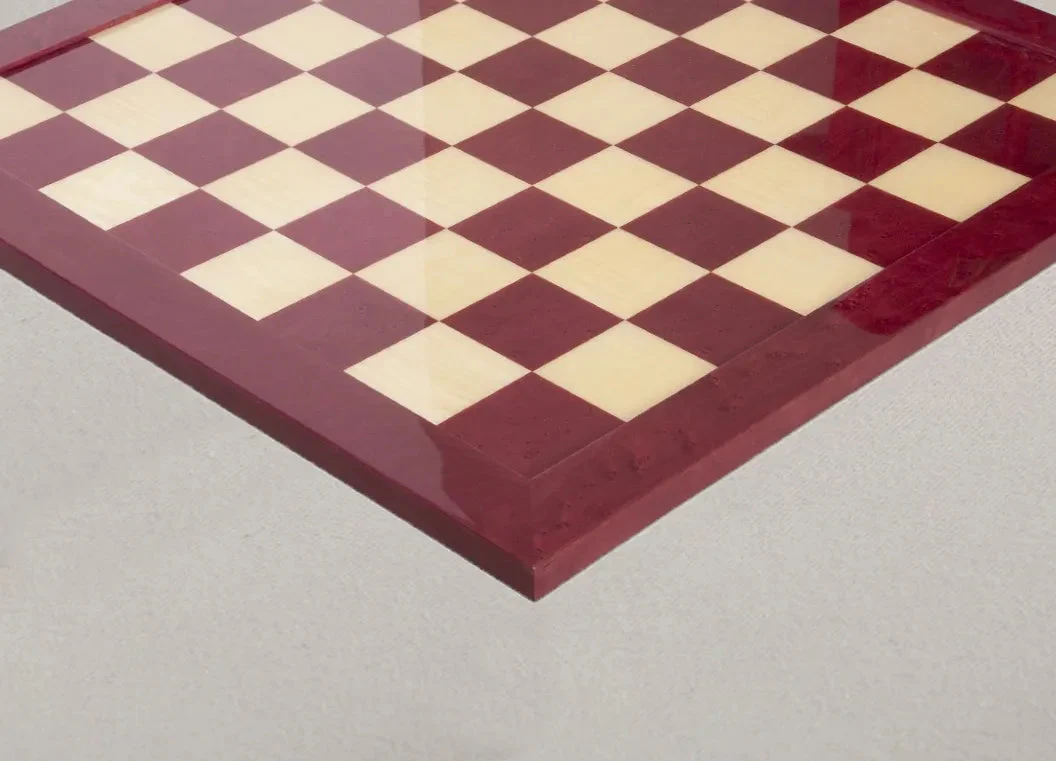 Redwood Burl & Maple Signature Traditional Chess Board - 2.5" - Gloss Finish - Image 3