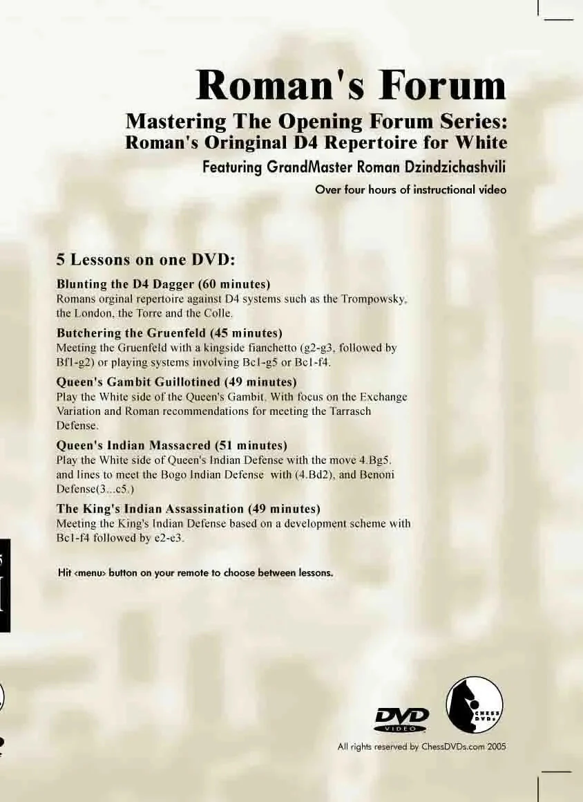 ROMAN'S LAB - VOLUME 35 - Mastering The Opening Forum Series - Romans Original d4 Repertoire for White