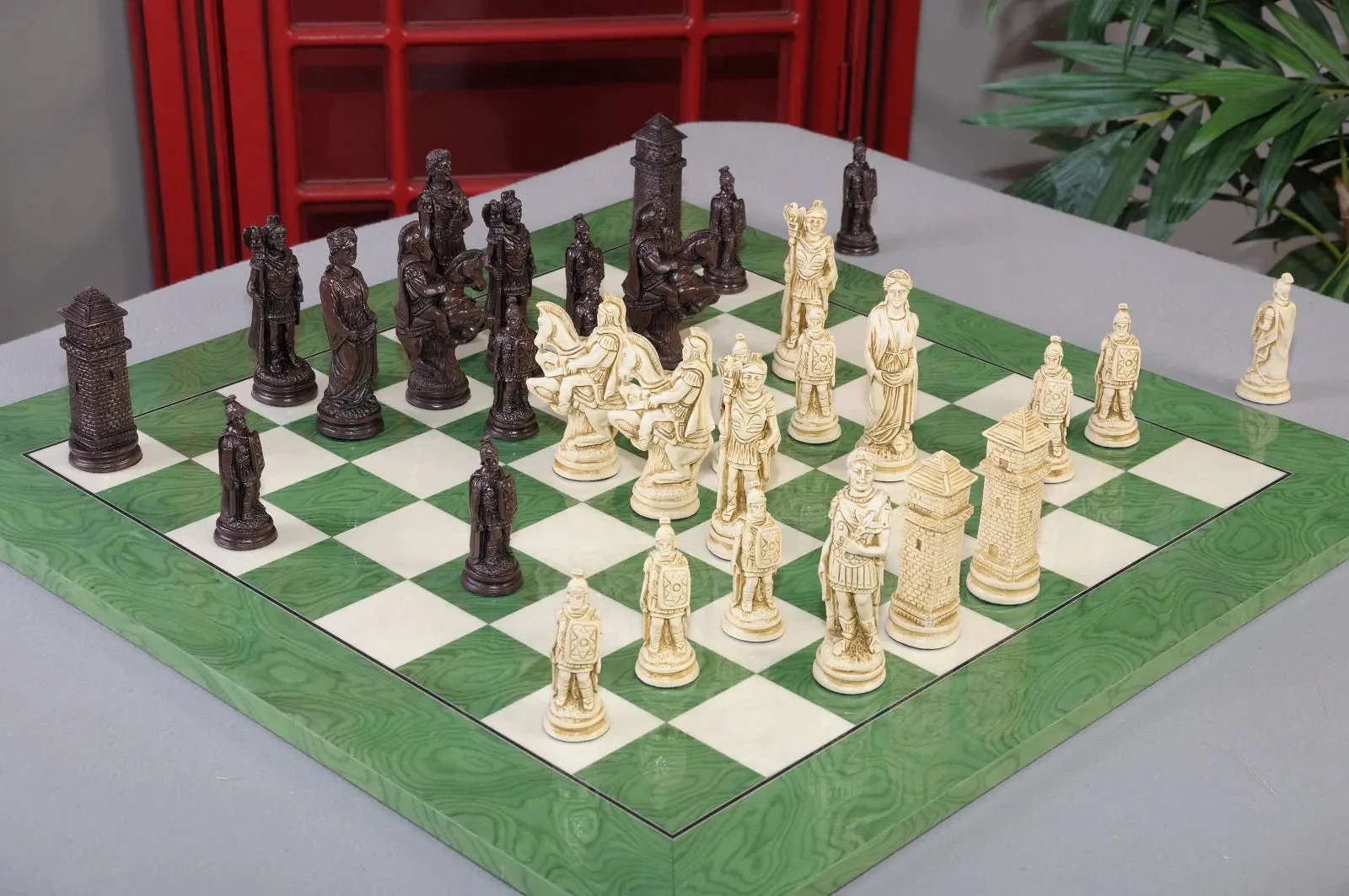 Roman Themed Chess Pieces - 4.25" King - Brown & Natural - Image 3