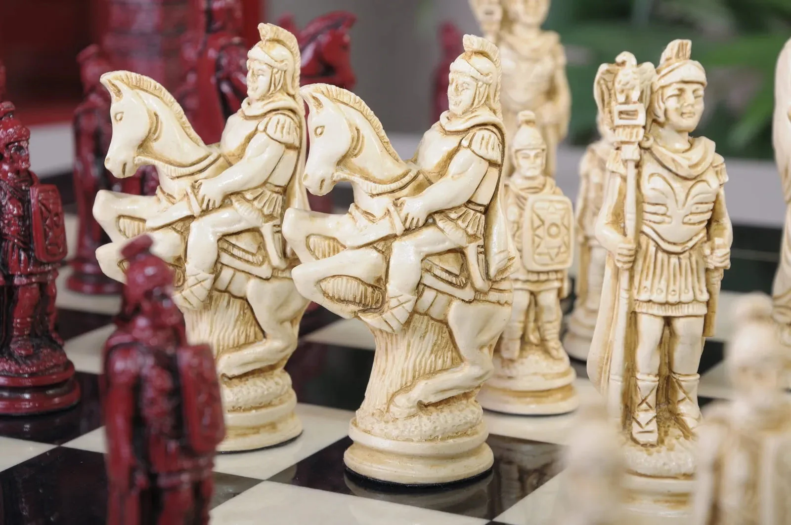 Roman Themed Chess Pieces - Red & Natural - Image 6