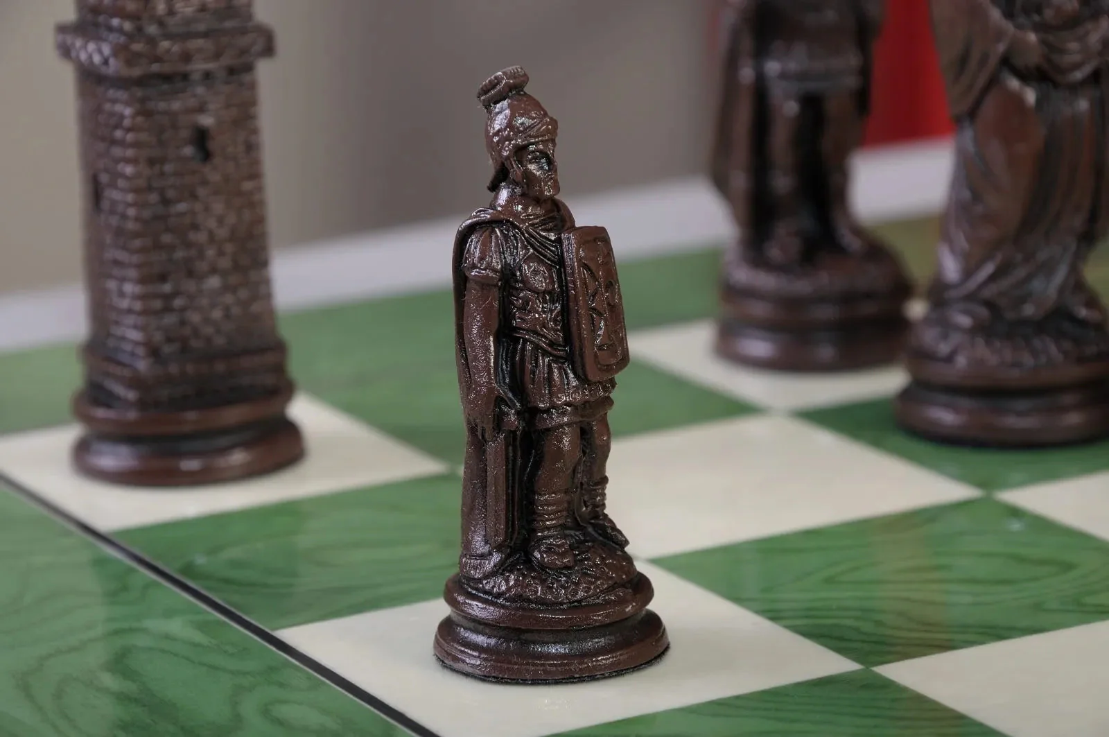 Roman Themed Chess Pieces - Brown & Natural - Image 5