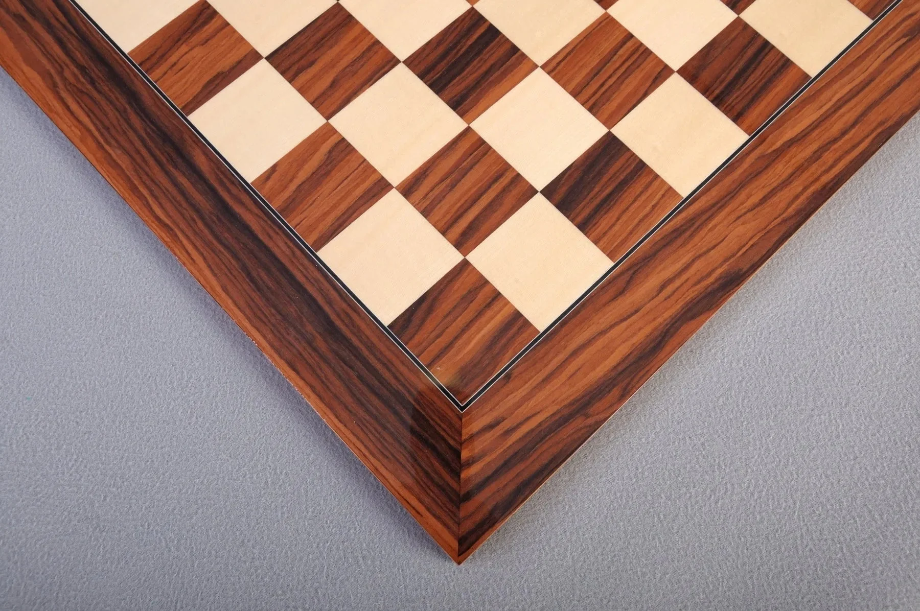 Santos Palisander & Bird's Eye Maple Standard Traditional Chess Board - Gloss Finish - Image 2