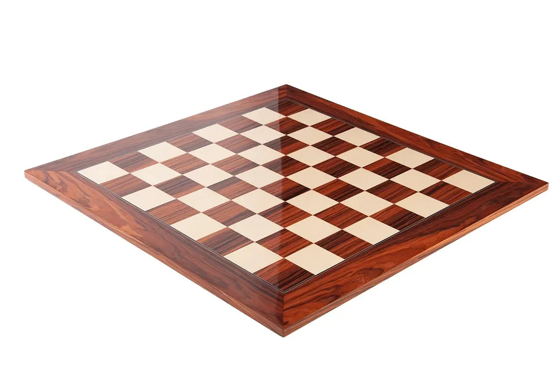 Santos Palisander & Bird's Eye Maple Standard Traditional Chess Board - Gloss Finish - Image 3