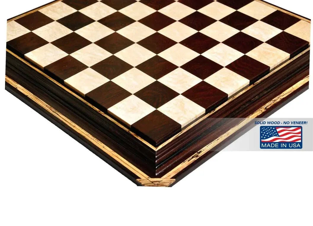 PRE-ORDER - Signature Contemporary Chess Board - AFRICAN PALISANDER / BIRD'S EYE MAPLE - 2.5" Squares - Image 3