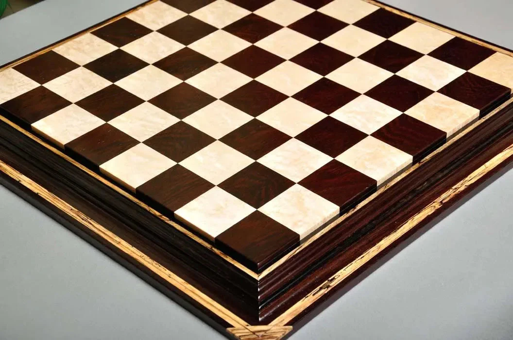 PRE-ORDER - Signature Contemporary Chess Board - AFRICAN PALISANDER / BIRD'S EYE MAPLE - 2.5" Squares - Image 4
