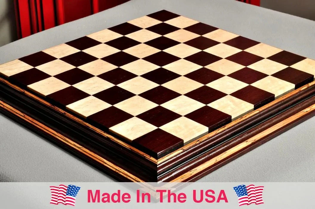 PRE-ORDER - Signature Contemporary Chess Board - AFRICAN PALISANDER / BIRD'S EYE MAPLE - 2.5" Squares - Image 6
