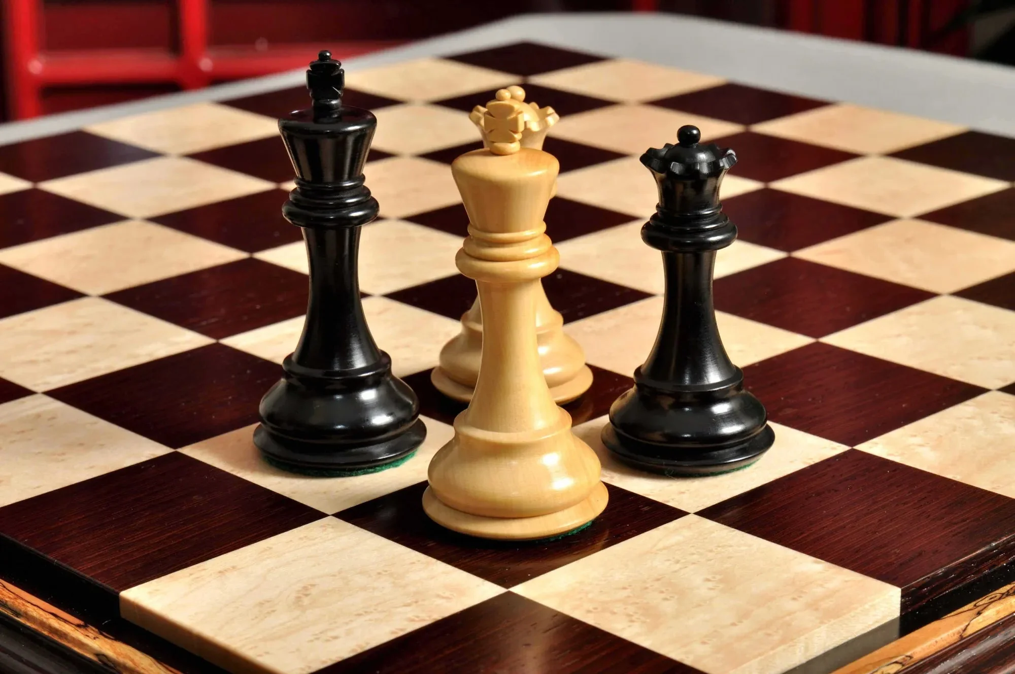 Signature Contemporary Chess Board - AFRICAN PALISANDER  / BIRD'S EYE MAPLE - 2.5" Squares - Image 3