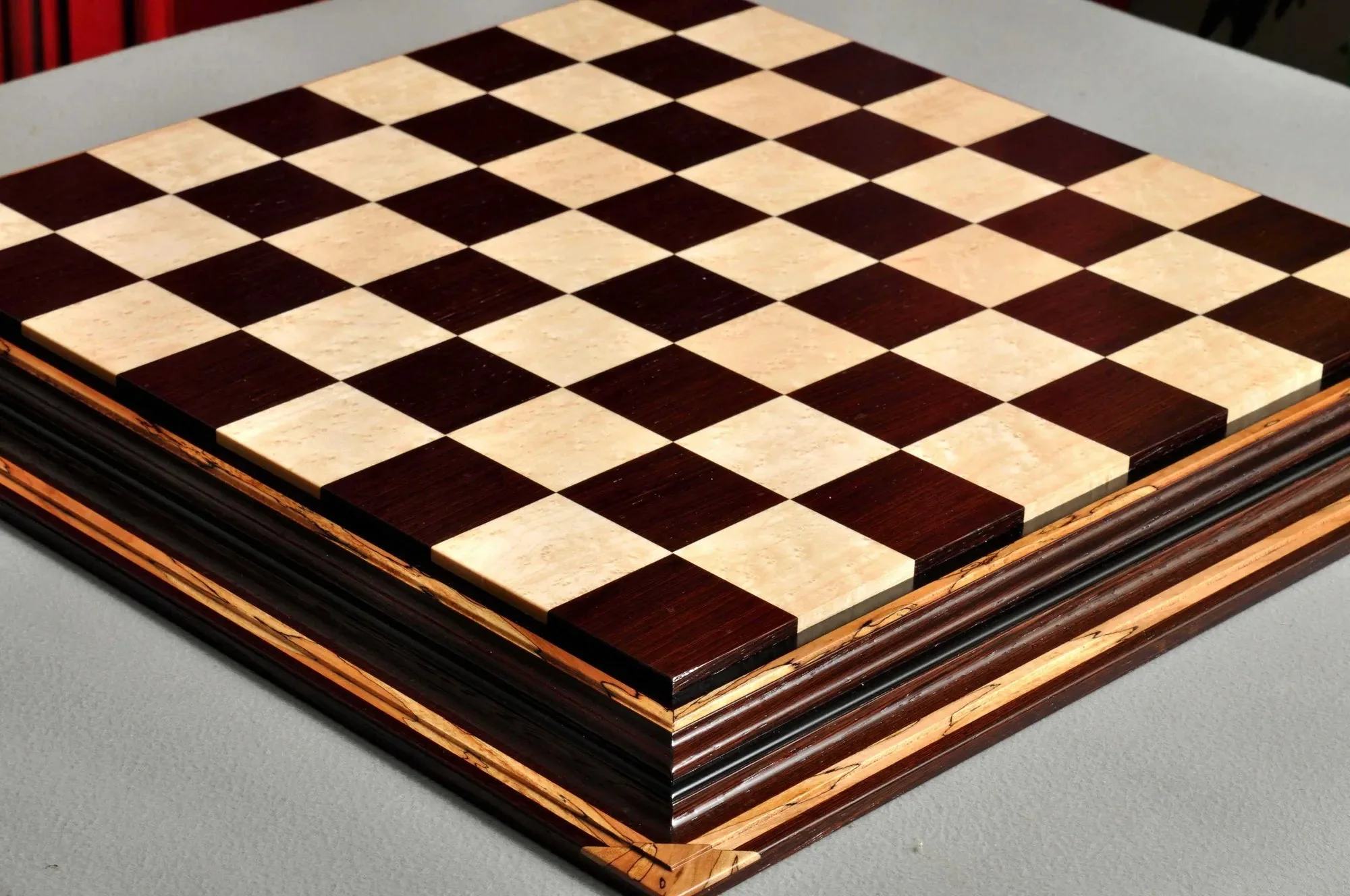 Signature Contemporary Chess Board - AFRICAN PALISANDER  / BIRD'S EYE MAPLE - 2.5" Squares - Image 4