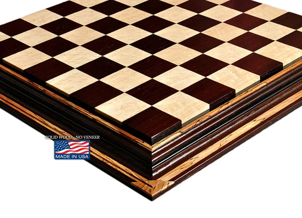 Signature Contemporary Chess Board - AFRICAN PALISANDER  / BIRD'S EYE MAPLE - 2.5" Squares - Image 6