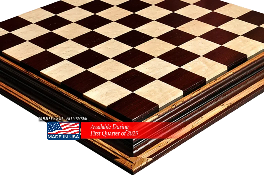 Signature Contemporary Chess Board - AFRICAN PALISANDER  / BIRD'S EYE MAPLE - 2.5" Squares - Image 8