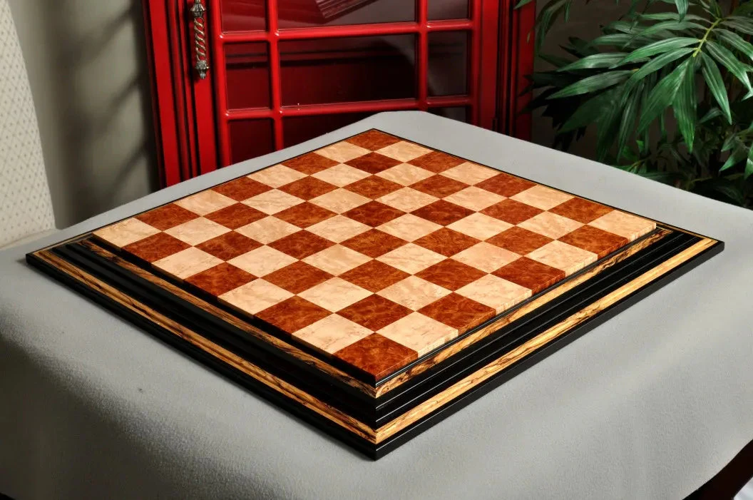 Signature Contemporary Chess Board - RED AMBOYNA / BIRD'S EYE MAPLE - 2.5" Squares
