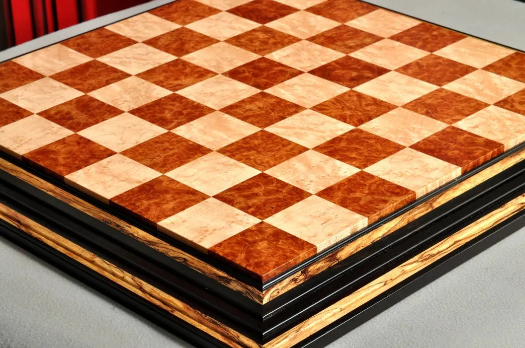 Signature Contemporary Chess Board - RED AMBOYNA / BIRD'S EYE MAPLE - 2.5" Squares - Image 2