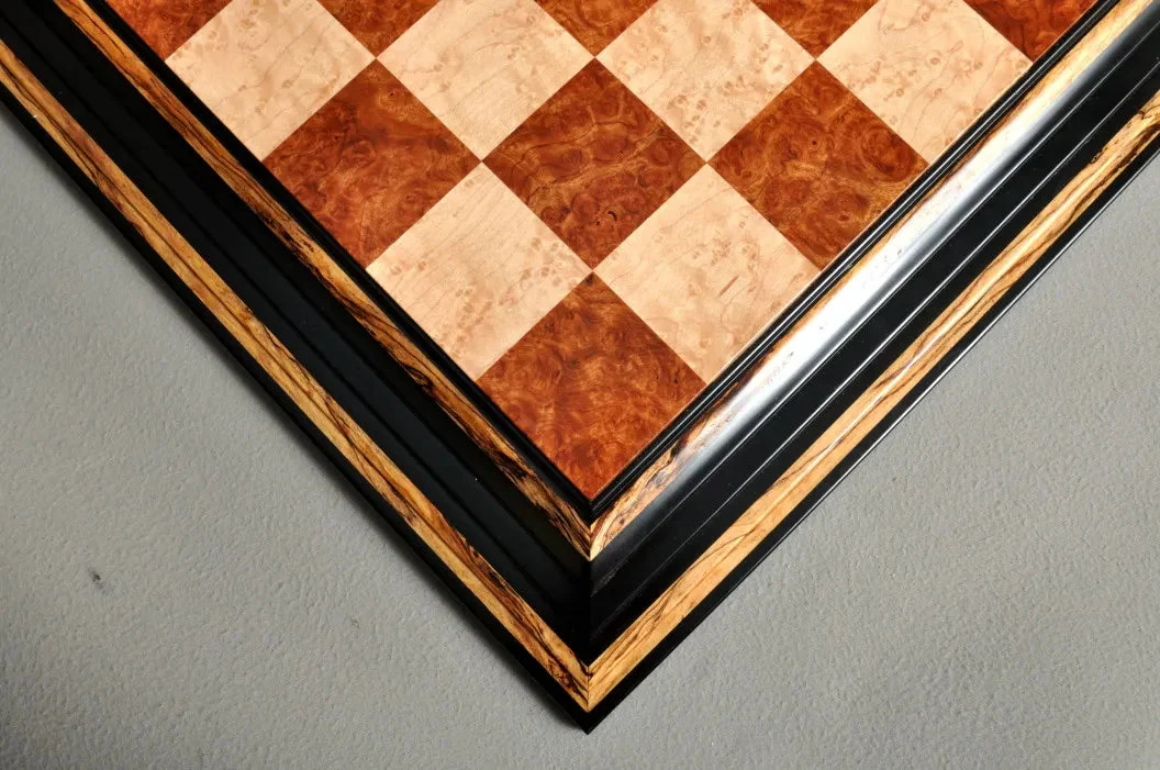 Signature Contemporary Chess Board - RED AMBOYNA / BIRD'S EYE MAPLE - 2.5" Squares - Image 3