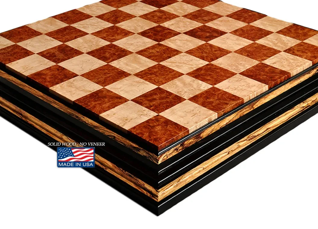 Signature Contemporary Chess Board - RED AMBOYNA / BIRD'S EYE MAPLE - 2.5" Squares - Image 6