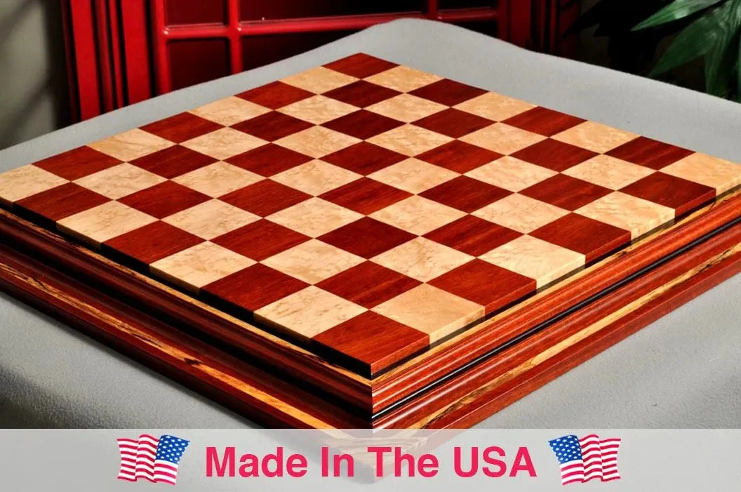 PRE-ORDER - Signature Contemporary Chess Board - BLOODWOOD  / BIRD'S EYE MAPLE - 2.5" Squares - Image 6