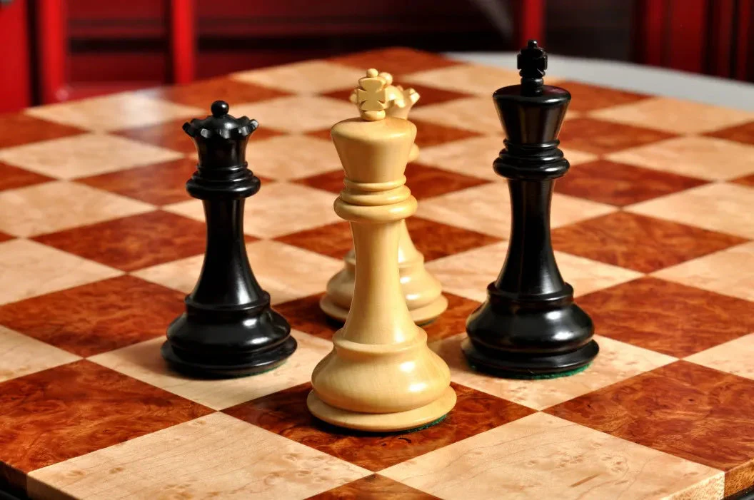 PRE-ORDER - Signature Contemporary Chess Board - RED AMBOYNA  / BIRD'S EYE MAPLE - 2.5" Squares - Image 4