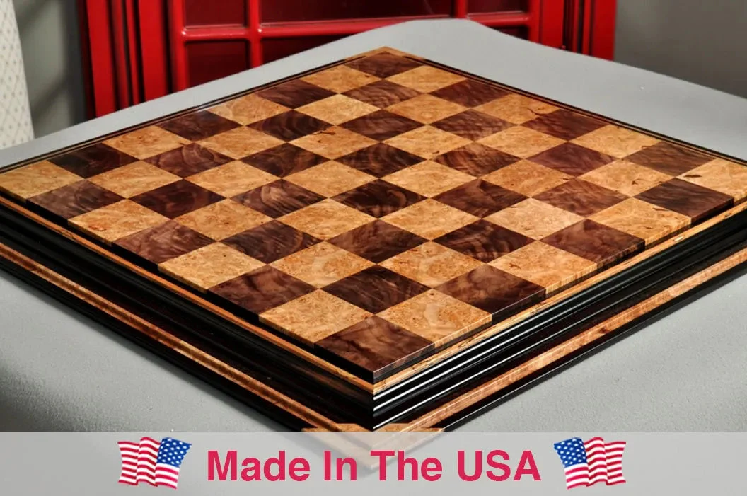 PRE-ORDER - Signature Contemporary Chess Board - WALNUT BURL / MAPLE BURL - 2.5" Squares - Image 6