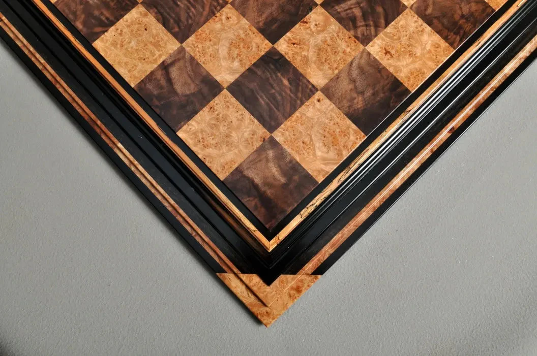 Signature Contemporary Chess Board - WALNUT BURL / MAPLE BURL - 2.5" Squares - Image 3