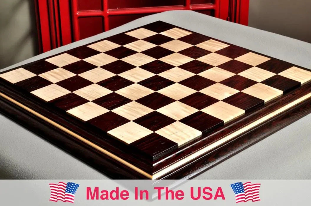 PRE-ORDER - Signature Contemporary II Chess Board - African Palisander / Curly Maple - 2.5" Squares - Image 6
